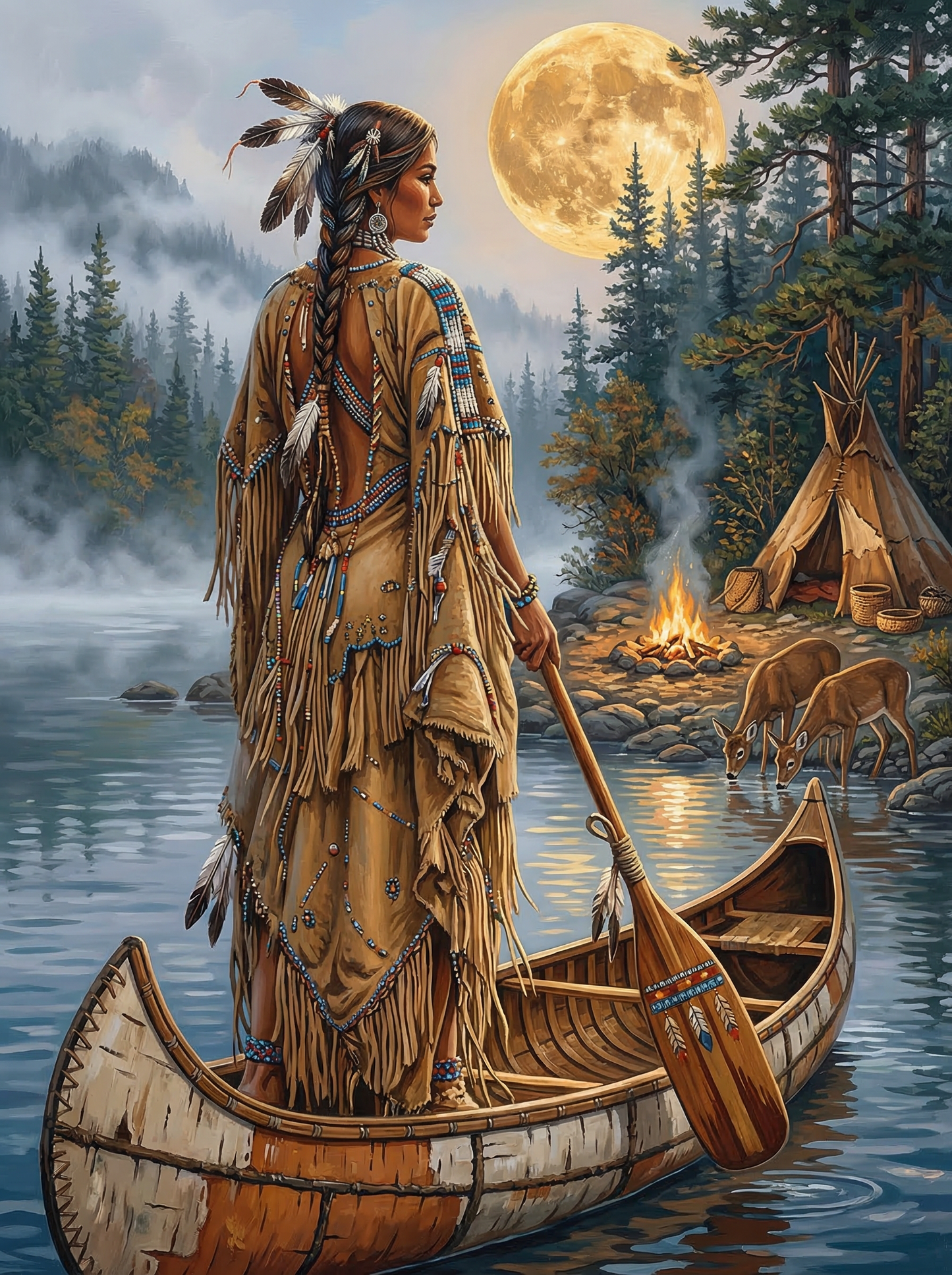 Tribal Woman Moonlight Camp (80 Colours)