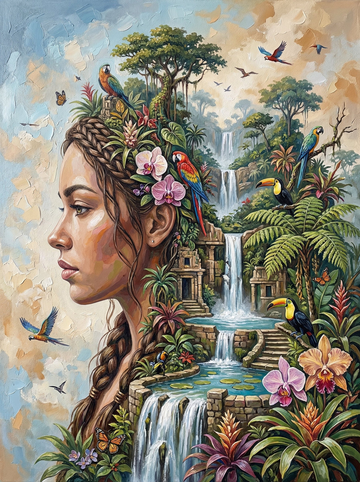 Tropical Waterfall Woman Profile (80 Colours)