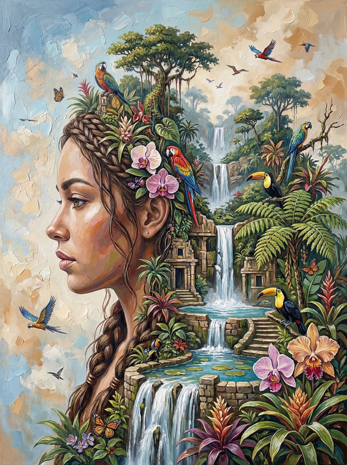 Tropical Waterfall Woman Profile (120 Colours)