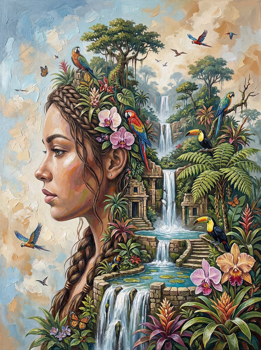 Tropical Waterfall Woman Profile (120 Colours)