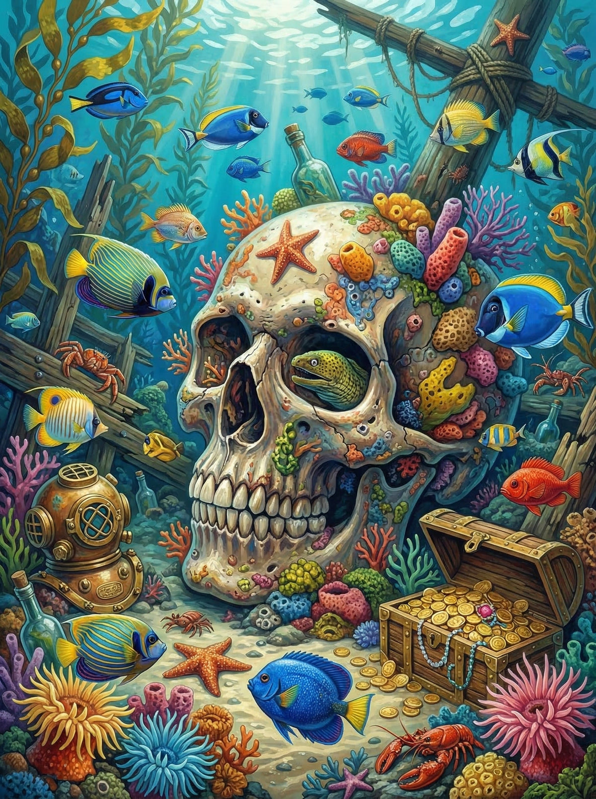 Underwater Treasure Skull (120 Colours)