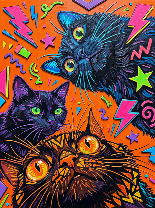 Vibrant Cat Trio (80 Colours)