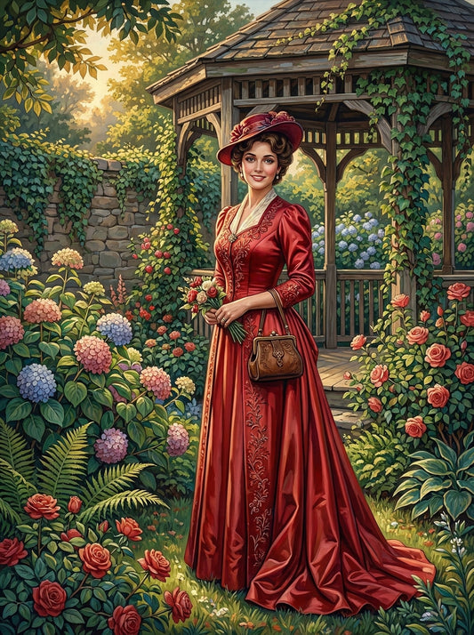 Victorian Woman Red Dress (120 Colours)