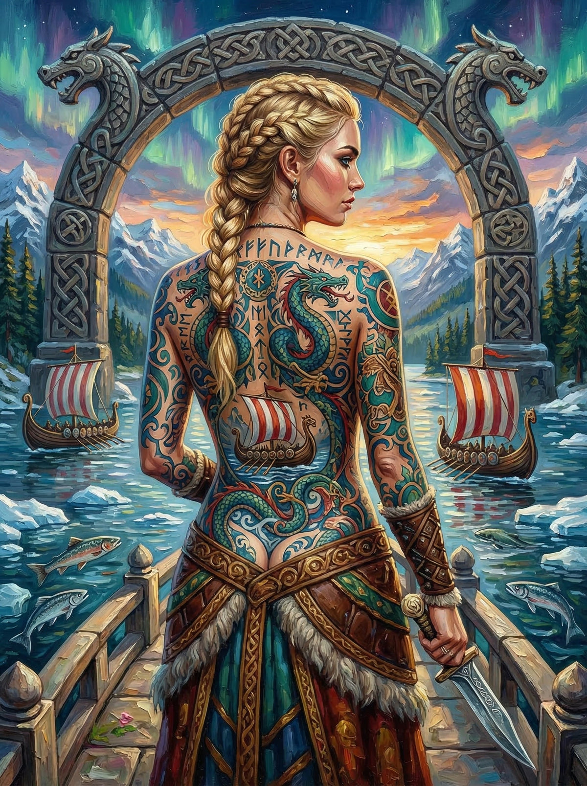 Viking Dragon Tattoo Woman (80 Colours)