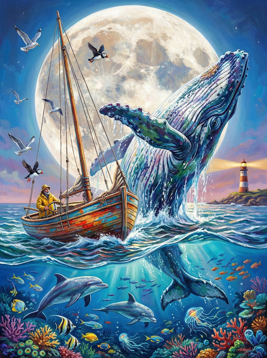 Whale Sailing Moonlight (80 Colours)