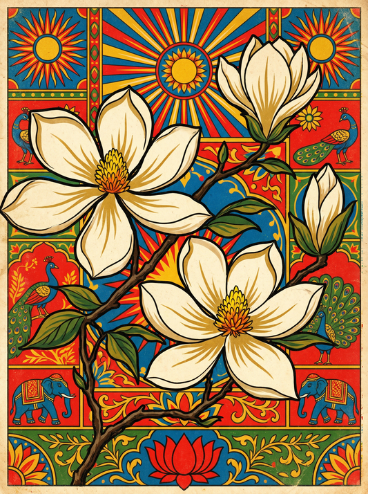 White Magnolia Blooms (80 Colours)