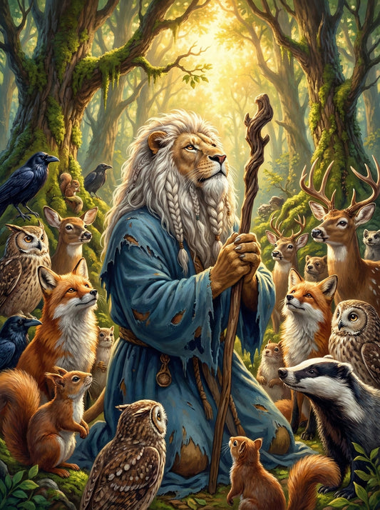 Lion Wizard With Woodland Creatures (80 Colours)