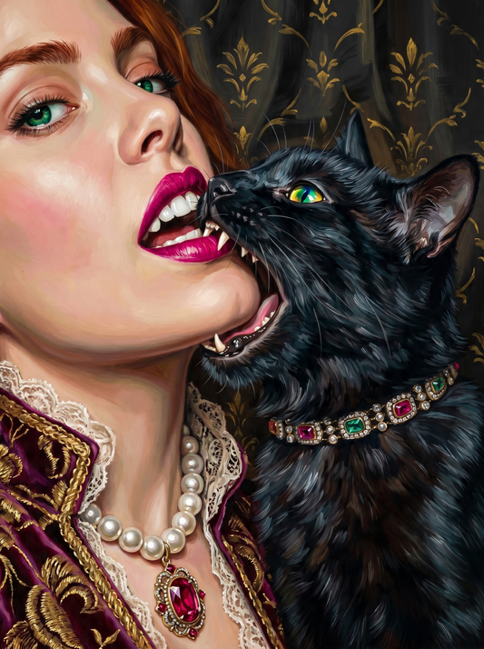 Woman And Black Cat (120 Colours)