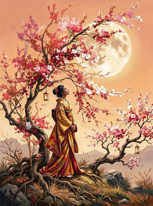 Woman Cherry Blossom Moonrise (120 Colours)