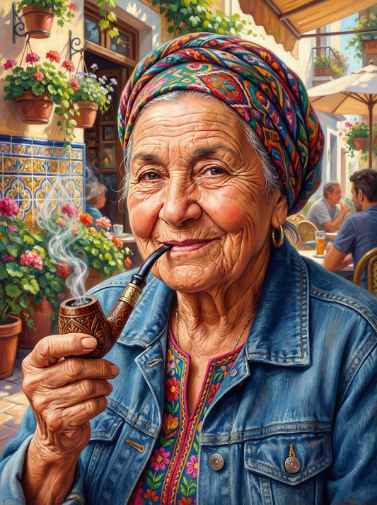 Woman Smoking In Courtyard (120 Colours)