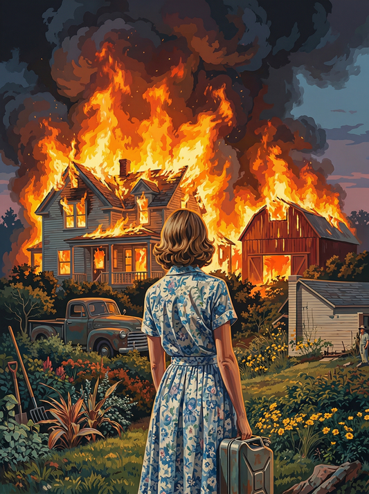 Woman Watching House Fire (120 Colours)