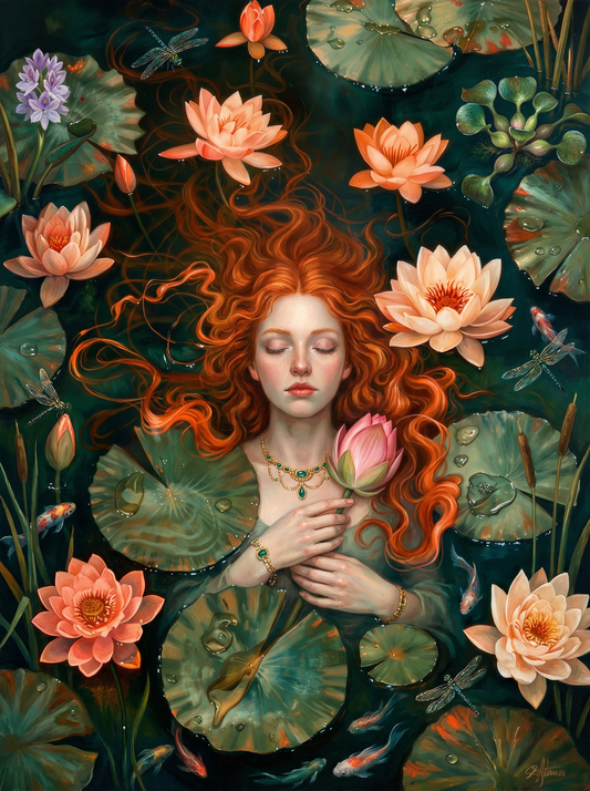 Woman With Lotus Flowers (120 Colours)