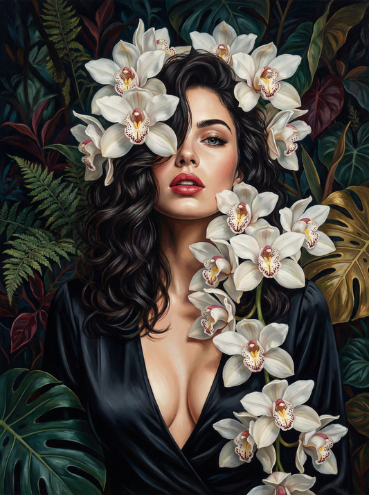 Woman With Mixed Orchids (80 Colours)