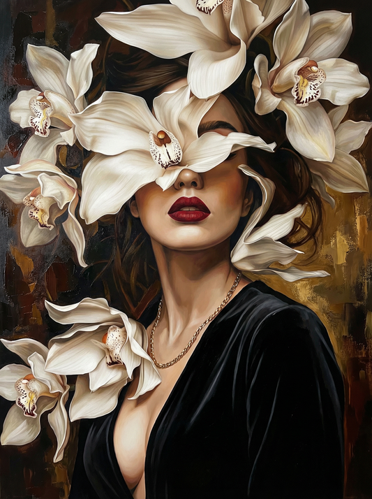 Woman With Speckled Orchids (120 Colours)