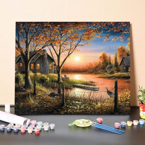 An Autumn Sunset Paint By Numbers Kit