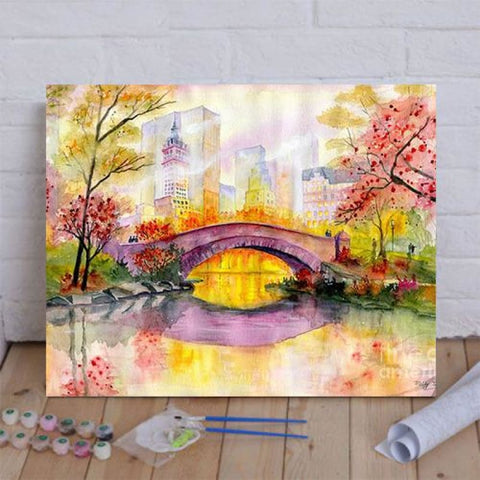 Autumn at Gapstow Bridge Central Park Paint By Numbers Kit