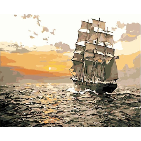 Boat Diy Paint By Numbers Kits WM-1104 - NEEDLEWORK KITS