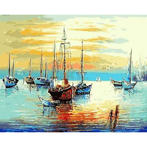 Boat Diy Paint By Numbers Kits WM-388 - NEEDLEWORK KITS