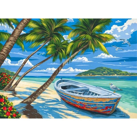 Boat Landscape Beach Summer DIY Paint By Numbers Kits RA3435