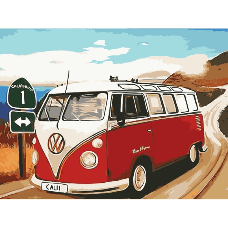 Bus Diy Paint By Numbers Kits WM-1604 - NEEDLEWORK KITS