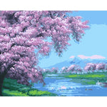 Cherry Blossoms Diy Paint By Numbers Kits WM-904 - NEEDLEWORK KITS