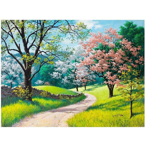 Cherry Blossoms Landscape Diy Paint By Numbers Kits VM97289 - NEEDLEWORK KITS