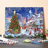 Christmas tree snow scene-Paint by Numbers Kit