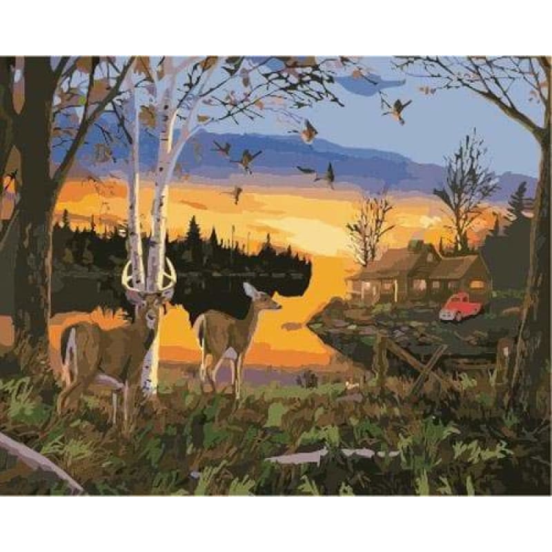 Deer Diy Paint By Numbers Kits ZXB893 - NEEDLEWORK KITS