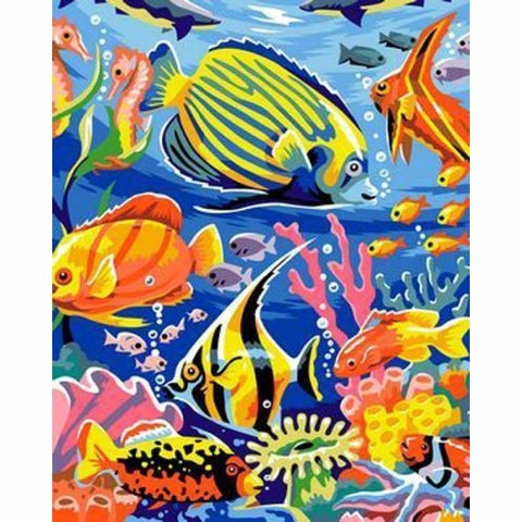 Fish Diy Paint By Numbers Kits ZXB346 - NEEDLEWORK KITS