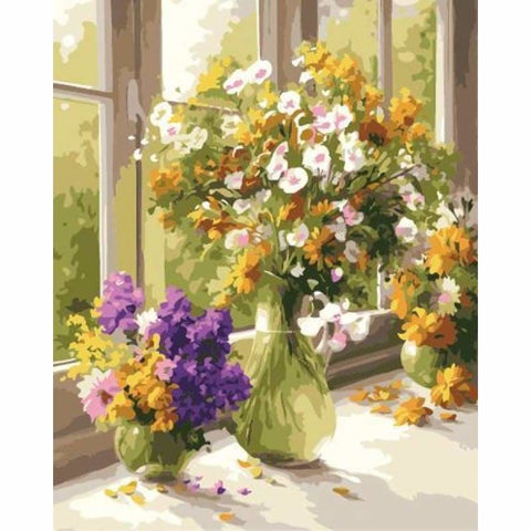 Flower Diy Paint By Numbers Kits ZXB612 - NEEDLEWORK KITS
