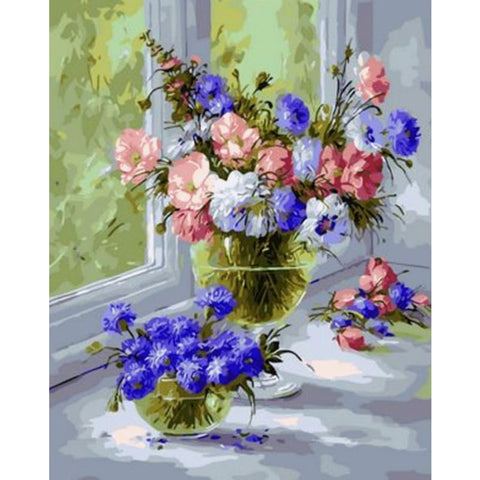 Flower Diy Paint By Numbers Kits ZXQ1361 - NEEDLEWORK KITS