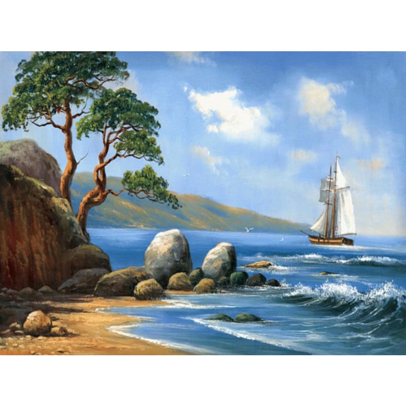 Landscape Boat Diy Paint By Numbers Kits VM51400 - NEEDLEWORK KITS