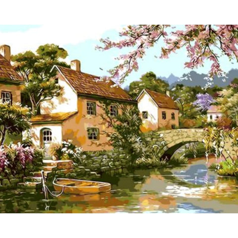 Landscape Bridge House Diy Paint By Numbers Kits WM-1153 ZXQ350 - NEEDLEWORK KITS