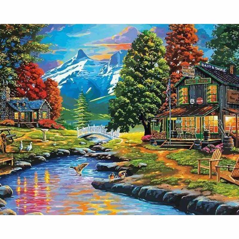 Landscape Cottage Diy Paint By Numbers Kits ZXQ3923 - NEEDLEWORK KITS