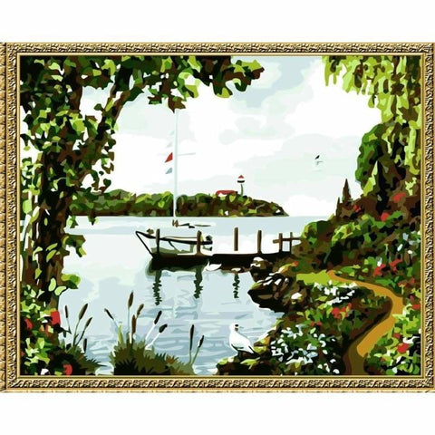 Landscape Lake Diy Paint By Numbers Kits YM-081 ZXQ136 - NEEDLEWORK KITS