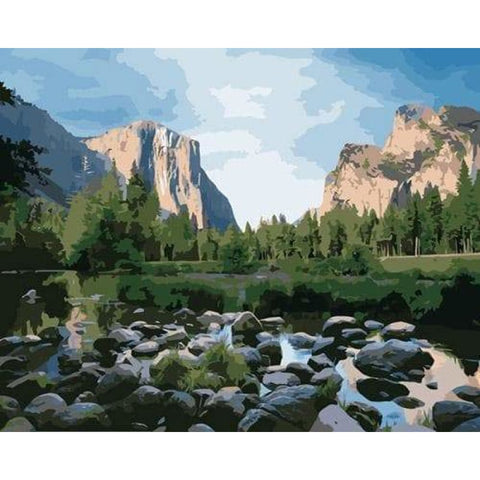 Landscape Mountain Lake Diy Paint By Numbers Kits ZXB828 - NEEDLEWORK KITS