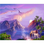 Landscape Mountain Lake Diy Paint By Numbers Kits ZXQ2765 - NEEDLEWORK KITS