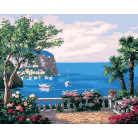 Landscape Seaside Town Diy Paint By Numbers Kits ZXQ1469 - NEEDLEWORK KITS