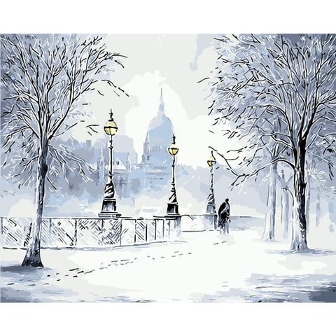 Landscape Street Diy Paint By Numbers Kits WM-700 - NEEDLEWORK KITS