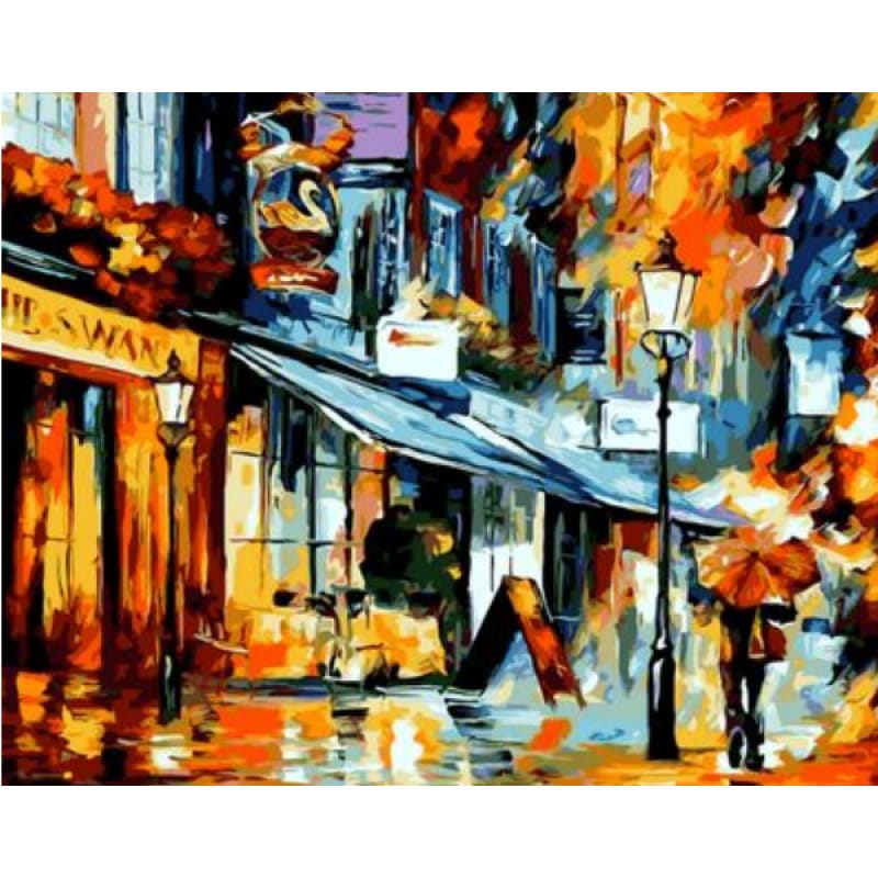 Landscape Street Diy Paint By Numbers Kits ZXQ688-23 - NEEDLEWORK KITS