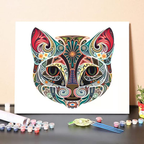 Ornamental Cat Colored – Animals Paint By Number