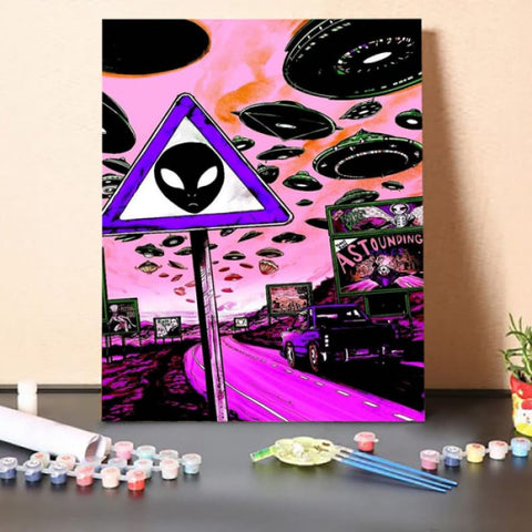 Paint by Numbers Kit-Alien Warning