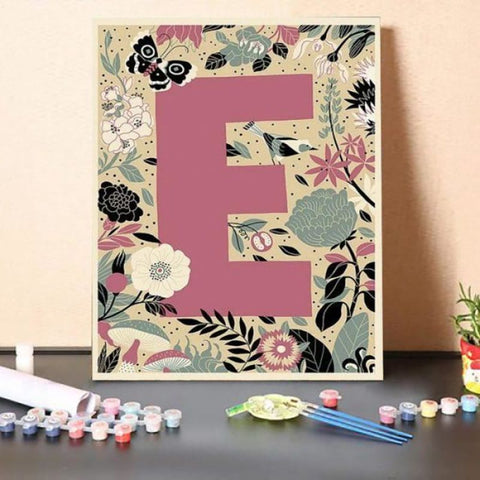 Paint by Numbers Kit Alphabet E in Flowers