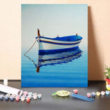 Paint by Numbers Kit Blue and White Color Boat