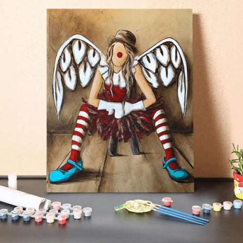 Paint by Numbers Kit-Blue shoes angel