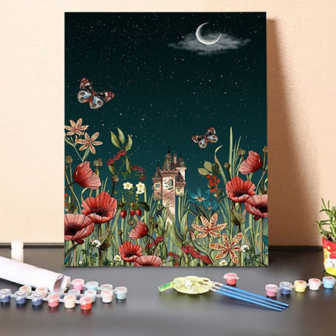 Paint by Numbers Kit-Castle Among Flowers
