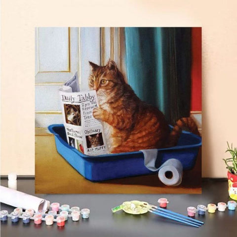 Paint by Numbers Kit-Cat reading2