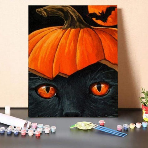 Paint By Numbers Kit – Cat Wearing a Pumpkin Hat