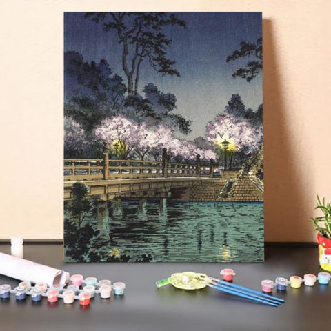 Paint by Numbers Kit-Cherry Blossom Bridge