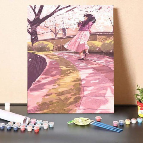 Paint by Numbers Kit-Cherry Blossom Park
